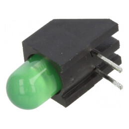 LED 5mm Verde Difuz cu 1 Diode - 20mA, Lentilă 45° în Carcasă | Electronic-mag.ro | Componente Electronice