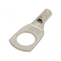 Vârf inelar tubular M10 6mm² cupru neizolat, crimpat pe cablu | Electronic-mag.ro | Componente Electronice