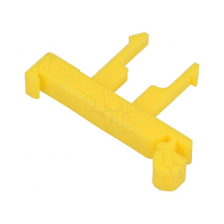 Clemă de Fixare pentru Șină DIN - Clichet Galben din Poliamidă | Electronic-mag.ro | Componente Electronice