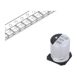 Condensator Electrolitic SMD 100µF 63VDC, Ø10x12,5mm, 2000h Durabilitate | Electronic-mag.ro | Componente Electronice
