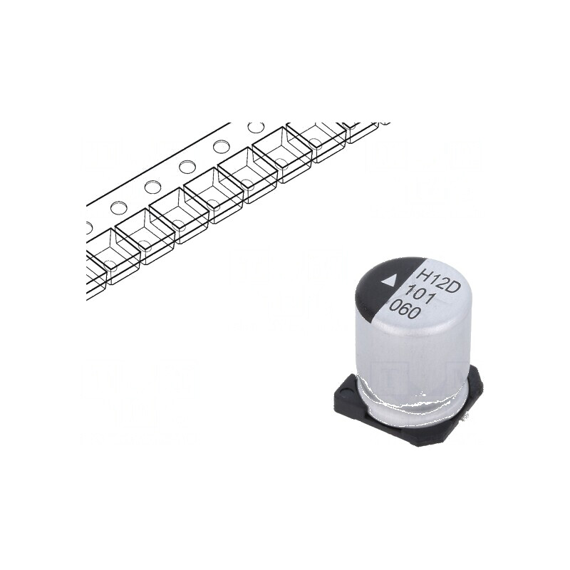 Condensator Electrolitic SMD 100µF 63VDC, Ø10x12,5mm, 2000h Durabilitate | Electronic-mag.ro | Componente Electronice