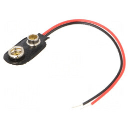 Conector 6F22 cu cabluri de 100mm pentru baterii 6F22/6LR61 - Nr. bat. 1 | Electronic-mag.ro | Componente Electronice