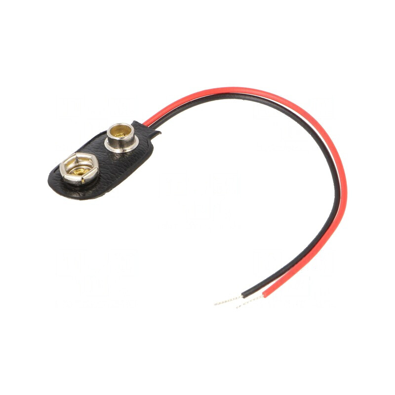 Conector 6F22 cu cabluri de 100mm pentru baterii 6F22/6LR61 - Nr. bat. 1 | Electronic-mag.ro | Componente Electronice