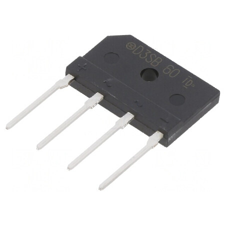 Punte redresoare monofazată Urmax 600V, 4A If, 120A Ifsm, tip plată | Electronic-mag.ro | Componente Electronice