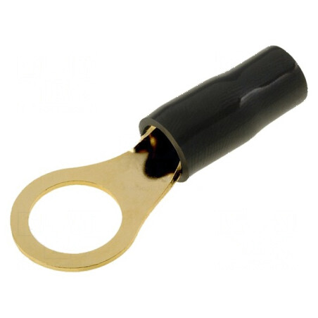 Terminal inelar M10 10mm² aurit cu izolație neagră - componentă electrică profesională | Electronic-mag.ro | Componente Electronice