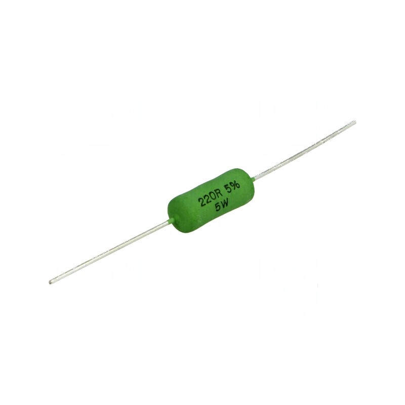 Rezistor axial bobinat THT 220Ω 5W ±5% Ø7,5x18mm, temperatură operare 50÷250°C | Electronic-mag.ro | Componente Electronice Rezistor axial bobinat THT 220Ω 5W ±5% Ø7,5x18mm, temperatură operare 50÷250°C | Electronic-mag.ro | Componente Electronice