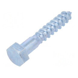 Șurub pentru lemn 12x70 mm cu cap hexagonal, oțel zincat, BN 968 | Electronic-mag.ro | Componente Electronice