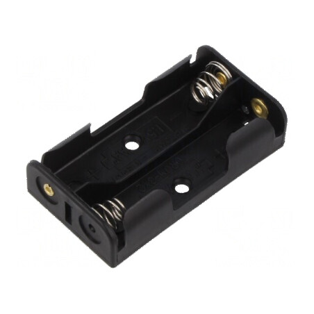 Suport pentru baterii AA/R6 cu 2 urechi pentru lipire, negru | Electronic-mag.ro | Componente Electronice