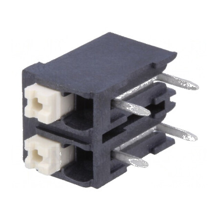 Regletă de Conexiuni pentru PCB 90° cu 5mm Piste, Capacitate 17,5A, 2 Canale | Electronic-mag.ro | Componente Electronice