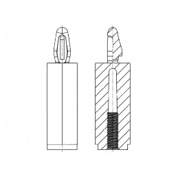 Distanţier PCB Poliamidă 66 - Lungime 10mm, Diametru Orificiu Montaj 4mm | Electronic-mag.ro | Componente Electronice