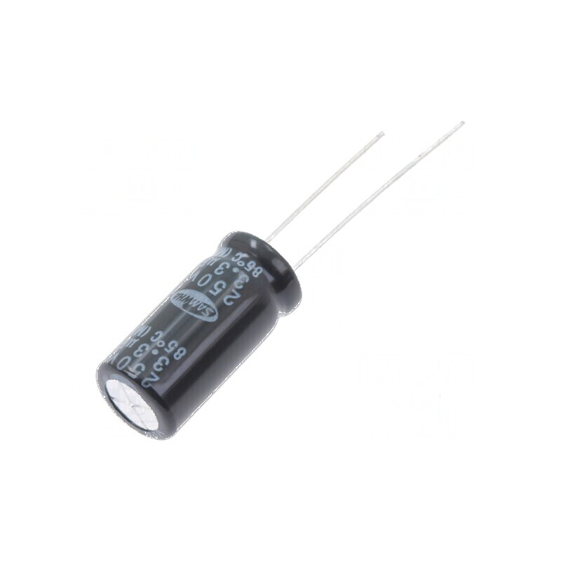 Condensator electrolitic bipolar THT 3,3uF 250VDC, dimensiuni Ø10x20mm | Electronic-mag.ro | Componente Electronice