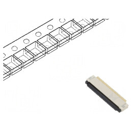 Conector FFC/FPC Orizontal 40 PIN ZIF SMT 50V 0,4A -25÷85°C | Electronic-mag.ro | Componente Electronice