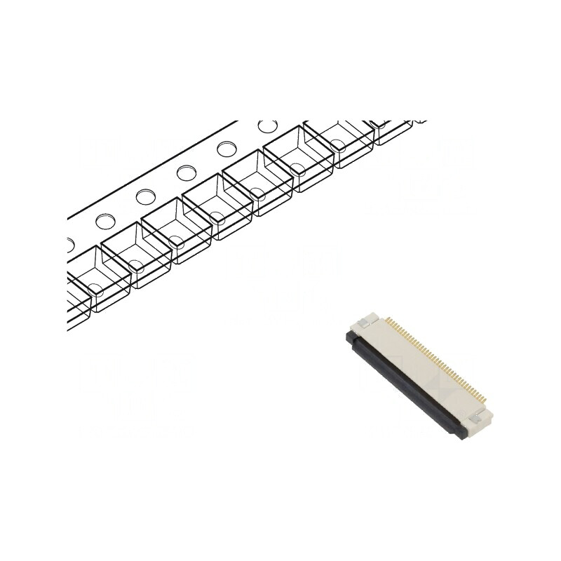 Conector FFC/FPC Orizontal 40 PIN ZIF SMT 50V 0,4A -25÷85°C | Electronic-mag.ro | Componente Electronice