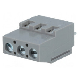 Regletă de conexiuni pentru PCB în unghi de 90° - 5mm piste, 3 terminale, 2,5mm² | Electronic-mag.ro | Componente Electronice