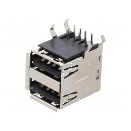 Conector USB A soclu THT 2x4 PIN unghi 90° duble USB 2.0 | Electronic-mag.ro | Componente Electronice
