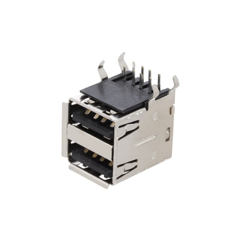 Conector USB A soclu THT 2x4 PIN unghi 90° duble USB 2.0 | Electronic-mag.ro | Componente Electronice Conector USB A soclu THT 2x4 PIN unghi 90° duble USB 2.0 | Electronic-mag.ro | Componente Electronice