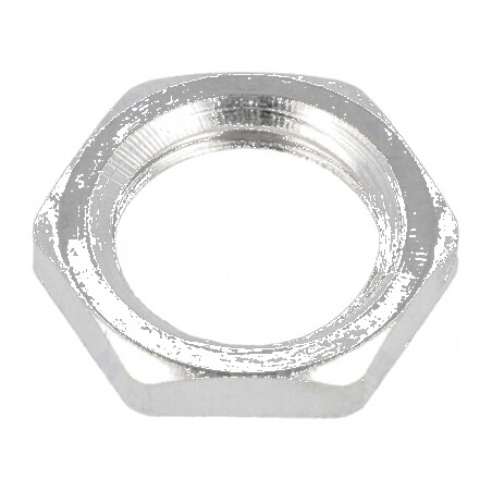 Piuliță M12 din alamă nichelată, grosime 2,8mm, cheie 15mm, filet metric | Electronic-mag.ro | Componente Electronice