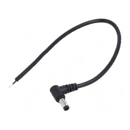 Cablu DC 2x0,5mm² cu mufă în unghi 5,5/2,5, lungime 0,25m, rezistență la temperaturi între -20° și 80°C, culoare negru | Electronic-mag.ro | Componente Electronice