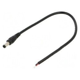 Cablu DC 5,5/2,5mm cu mufe drepte, 2x0,5mm², lungime 0,25m, temperatura operare -20 până la 80°C, negru | Electronic-mag.ro | Componente Electronice