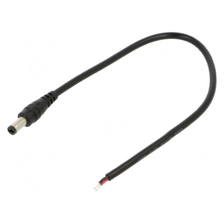 Cablu DC 5,5/2,5mm cu mufe drepte, 2x0,5mm², lungime 0,25m, temperatura operare -20 până la 80°C, negru | Electronic-mag.ro | Componente Electronice