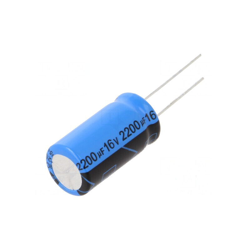 Condensator electrolitic THT 2200uF 16VDC, Raster 5mm, Toleranță ±20% | Electronic-mag.ro | Componente Electronice