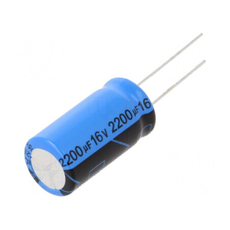 Condensator electrolitic THT 2200uF 16VDC, Raster 5mm, Toleranță ±20% | Electronic-mag.ro | Componente Electronice