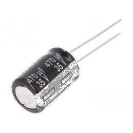Condensator Electrolitic THT 470µF 35VDC Ø10x16mm cu Raster de 5mm | Electronic-mag.ro | Componente Electronice