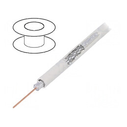 Cablu Coaxial RG6 Sârmă CCS PVC Alb - 305m, Diametru 7,06mm | Electronic-mag.ro | Componente Electronice