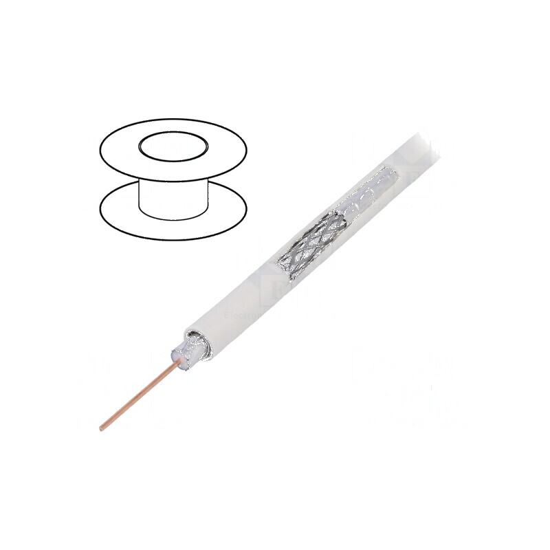Cablu Coaxial RG6 Sârmă CCS PVC Alb - 305m, Diametru 7,06mm | Electronic-mag.ro | Componente Electronice Cablu Coaxial RG6 Sârmă CCS PVC Alb - 305m, Diametru 7,06mm | Electronic-mag.ro | Componente Electronice