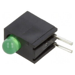 LED 3mm Verzi cu Carcasă - 1 Diode, 20mA, Lentilă Difuză 45° | Electronic-mag.ro | Componente Electronice