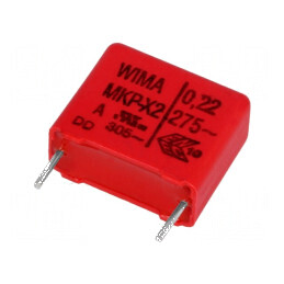 Condensator cu polipropilenă X2 220nF 8x15x18mm THT ±10% - Componentă electronică de calitate superioară | Electronic-mag.ro | Componente Electronice