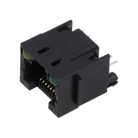 Conector RJ45 Soclu PIN 8 cu Diodă LED, Dispunere 8p8c THT - Componentă Electronică Profesională | Electronic-mag.ro | Componente Electronice