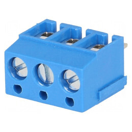 Regletă de conexiuni pentru PCB în unghi de 90° - 5mm piste, 3 canale, 2,5mm² | Electronic-mag.ro | Componente Electronice