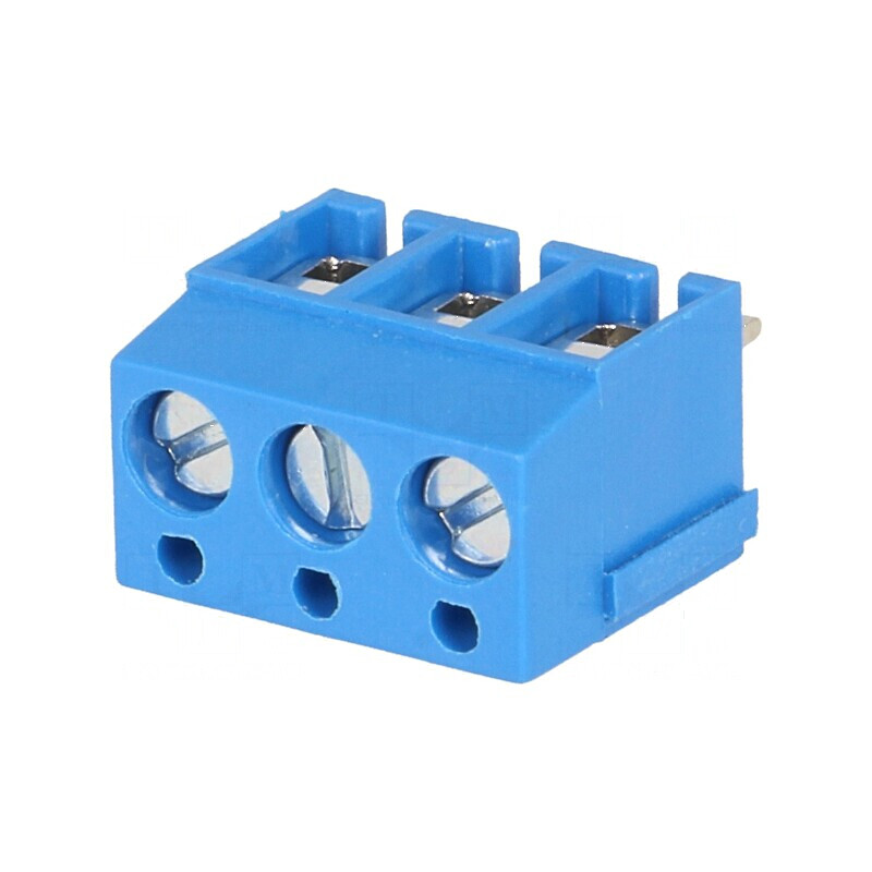 Regletă de conexiuni pentru PCB în unghi de 90° - 5mm piste, 3 canale, 2,5mm² | Electronic-mag.ro | Componente Electronice Regletă de conexiuni pentru PCB în unghi de 90° - 5mm piste, 3 canale, 2,5mm² | Electronic-mag.ro | Componente Electronice