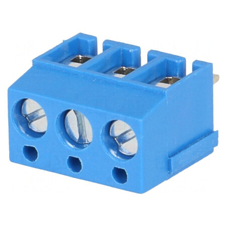Regletă de conexiuni pentru PCB în unghi de 90° - 5mm piste, 3 canale, 2,5mm² | Electronic-mag.ro | Componente Electronice