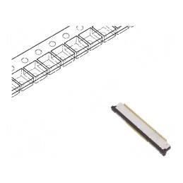Conector FFC/FPC Vertical 22 PIN ZIF SMT 125V 1A cu Finisaj Aurită | Electronic-mag.ro | Componente Electronice