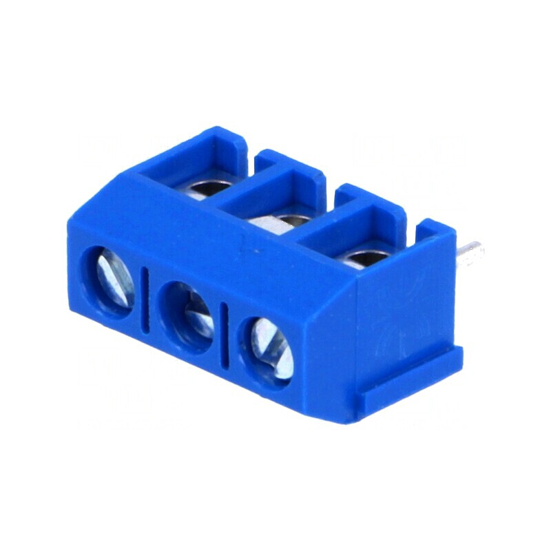 Regletă de conexiuni pentru PCB în unghi de 90°, cu 5mm piste și capacitate de 2,5mm² - 3 terminale | Electronic-mag.ro | Componente Electronice Regletă de conexiuni pentru PCB în unghi de 90°, cu 5mm piste și capacitate de 2,5mm² - 3 terminale | Electronic-mag.ro | Componente Electronice