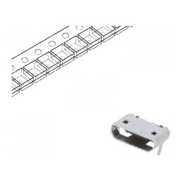 Conector USB B Micro Soclu SMT PIN 5 Orizontale USB 2.0 1.8A - Componente Electronice de Calitate Superioară | Electronic-mag.ro | Componente Electronice
