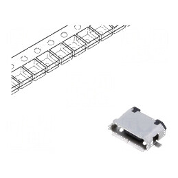 Conector USB B Micro Soclu SMT PIN 5 Orizontale USB 2.0 1.8A - Componentă Electonica de Înaltă Calitate | Electronic-mag.ro | Componente Electronice