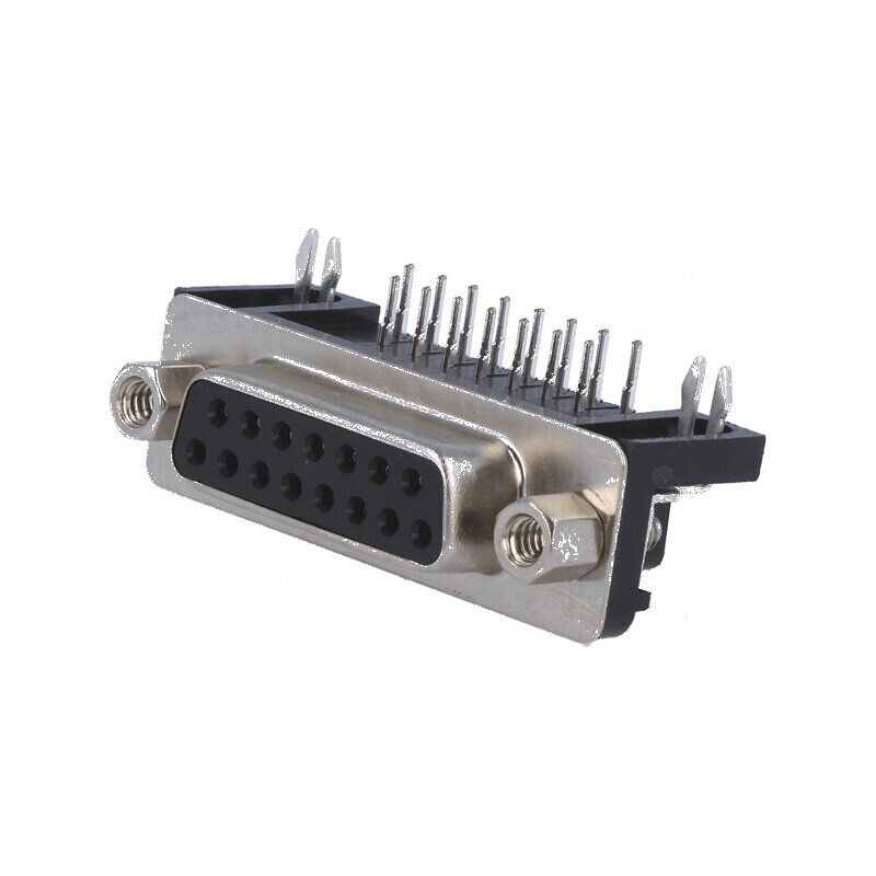 Conector D-Sub 15 PIN Soclu Mamă Unghi 90° THT UNC 4-40 5A 15mΩ | Electronic-mag.ro | Componente Electronice Conector D-Sub 15 PIN Soclu Mamă Unghi 90° THT UNC 4-40 5A 15mΩ | Electronic-mag.ro | Componente Electronice