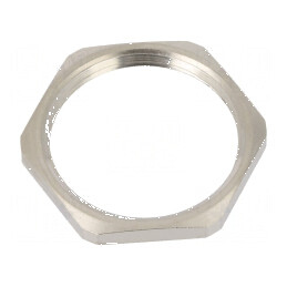 Piuliță PG21 din alamă nichelată, grosime 3,5mm, cheie 32mm, filet PG | Electronic-mag.ro | Componente Electronice