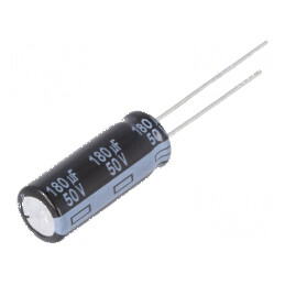 Condensator Electrolitic Low ESR THT 180μF 50VDC Ø8x20mm - Componentă Electronică de Înaltă Performanță | Electronic-mag.ro | Componente Electronice
