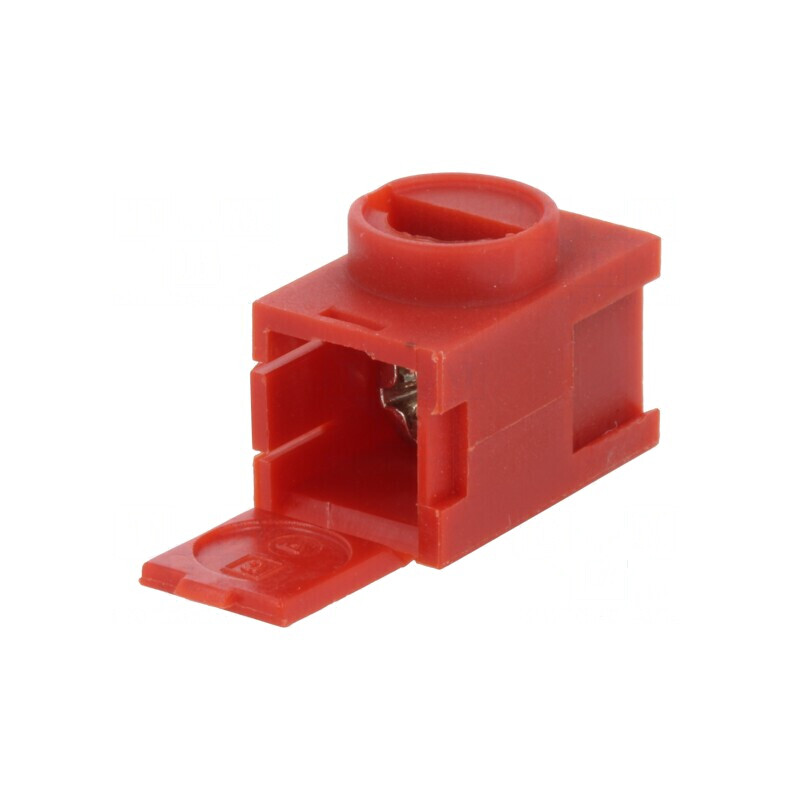 Regletă de conexiuni pentru cabluri 0,14÷2,5mm² roșie Contractor - 1 terminal | Electronic-mag.ro | Componente Electronice