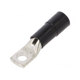 Vârf inelar tubular M5 Ø 5,2mm 10mm² crimpat pe cablu negru - Conector electric profesional | Electronic-mag.ro | Componente Electronice