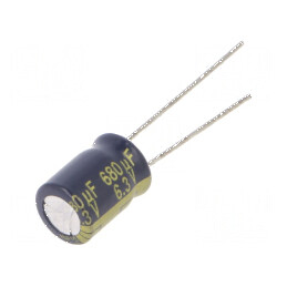 Condensator Electrolitic Low ESR THT 680uF 6,3VDC Ø8x11,5mm - Componentă Electronică de Înaltă Performanță | Electronic-mag.ro | Componente Electronice