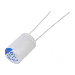 Condensator Polimeric Low ESR 150uF 20VDC cu ESR de 20mΩ, Model A755 THT | Electronic-mag.ro | Componente Electronice