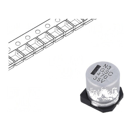 Condensator Electrolitic SMD 470µF 35VDC ±20% - Interval Temperatura -55 până la 105°C | Electronic-mag.ro | Componente Electronice
