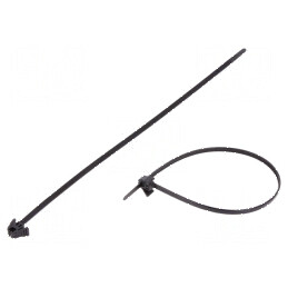 Colier de strângere din poliamidă, 200mm lungime, 4,7mm lățime, capacitate 135N, culoare neagră | Electronic-mag.ro | Componente Electronice