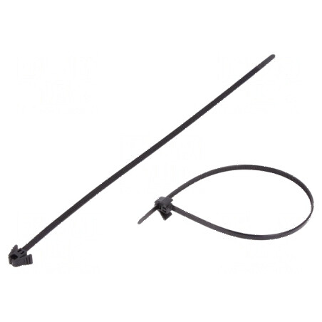 Colier de strângere din poliamidă, 200mm lungime, 4,7mm lățime, capacitate 135N, culoare neagră | Electronic-mag.ro | Componente Electronice