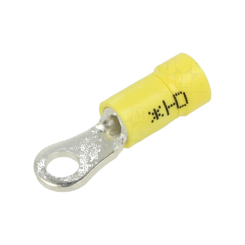 Vârf de conectare inelar Ø 4mm pentru cablu izolat galben, compatibil cu secțiuni între 1,3 și 6mm² | Electronic-mag.ro | Componente Electronice Vârf de conectare inelar Ø 4mm pentru cablu izolat galben, compatibil cu secțiuni între 1,3 și 6mm² | Electronic-mag.ro | Componente Electronice